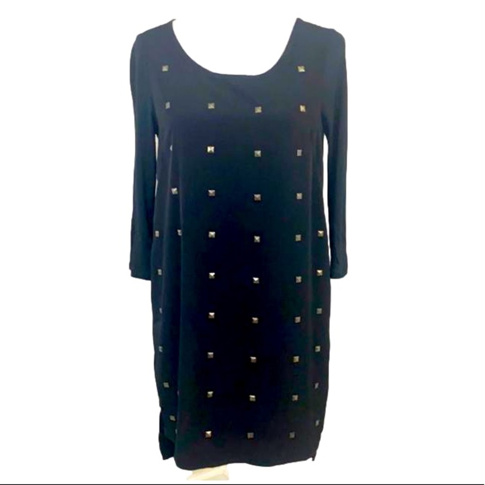 Express black silver studded high-low tunic dress modal sleeves  size XS